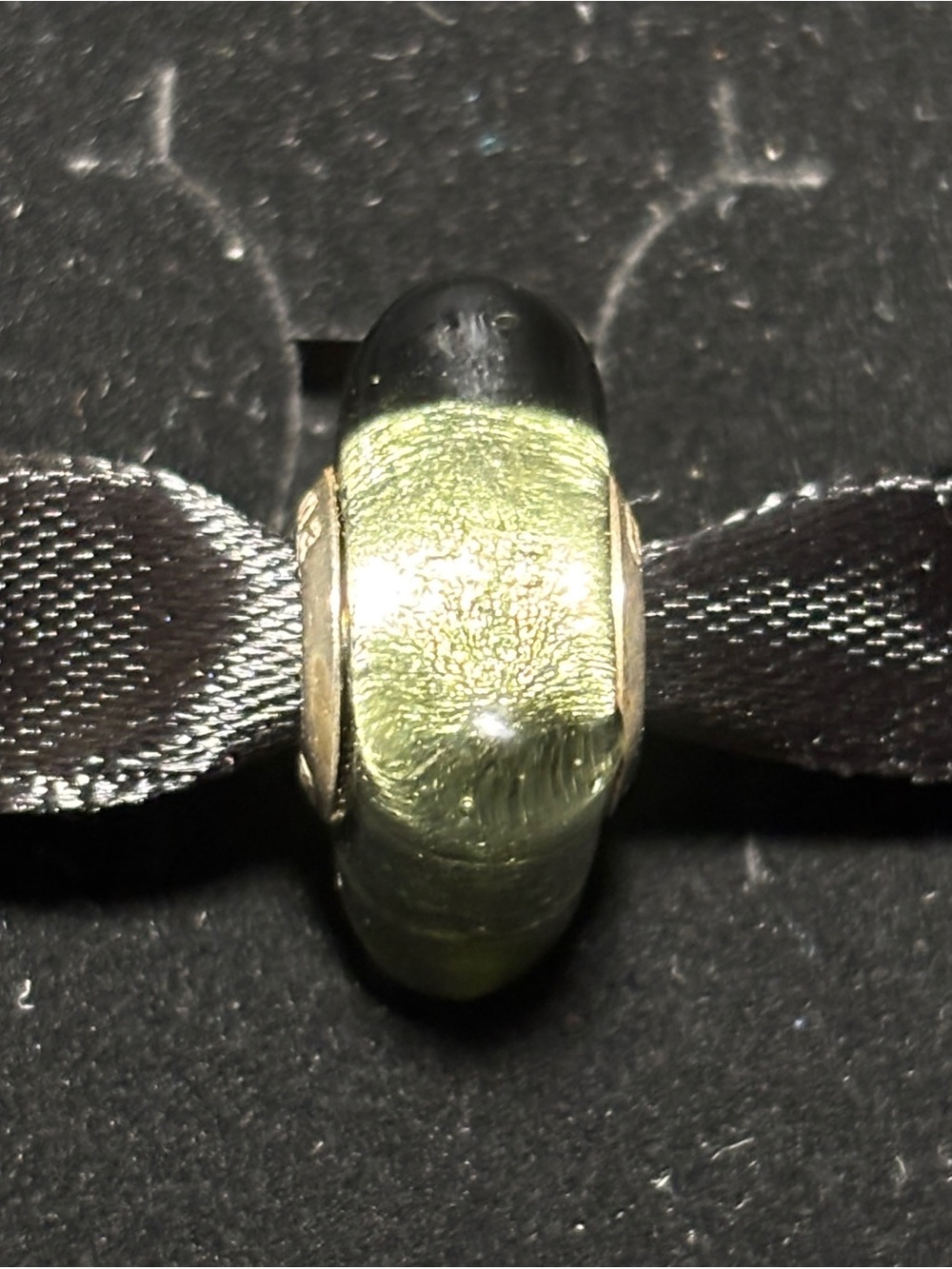 Persona Olive Green Square Glass Charm Bead 925